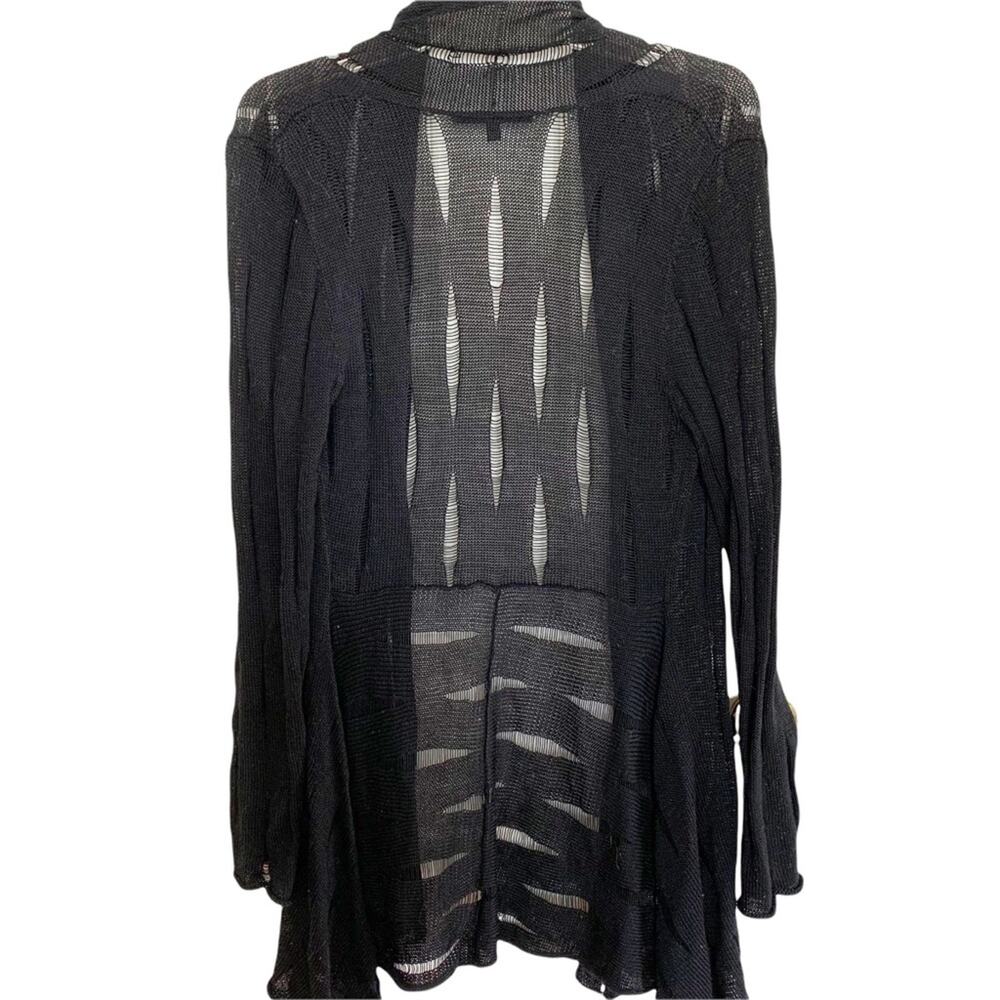 Jarbo Black Pima Cotton Deconstructed Open Cardigan Size 4
